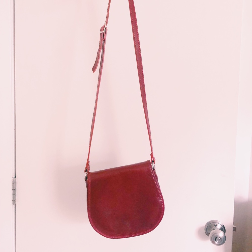 Genuine Italian leather red shoulder bag